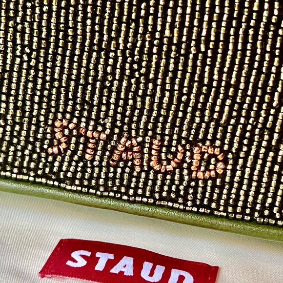 🌺🎉HP🎉🌺 NWT Staud Beaded Tommy Shoulder Bag Avocado - Picture 9 of 16